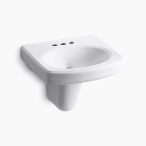 Pinoir 18' x 22' x 17.5' Vitreous China Wall Mount Bathroom Sink in White - Centerset Faucet Holes