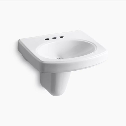 Pinoir 18" x 22" x 17.5" Vitreous China Wall Mount Bathroom Sink in White - Centerset Faucet Holes