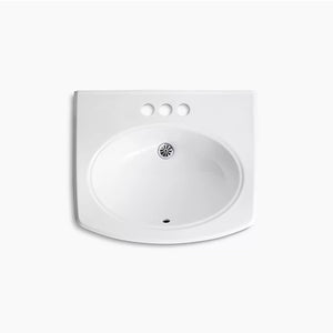 Pinoir 18' x 22' x 17.5' Vitreous China Wall Mount Bathroom Sink in White - Centerset Faucet Holes