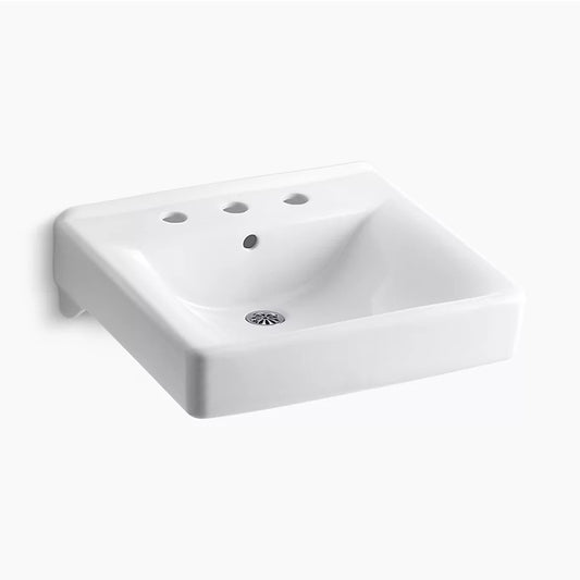Soho 18" x 20" x 7.5" Vitreous China Wall Mount Bathroom Sink in White - Widespread Faucet Holes