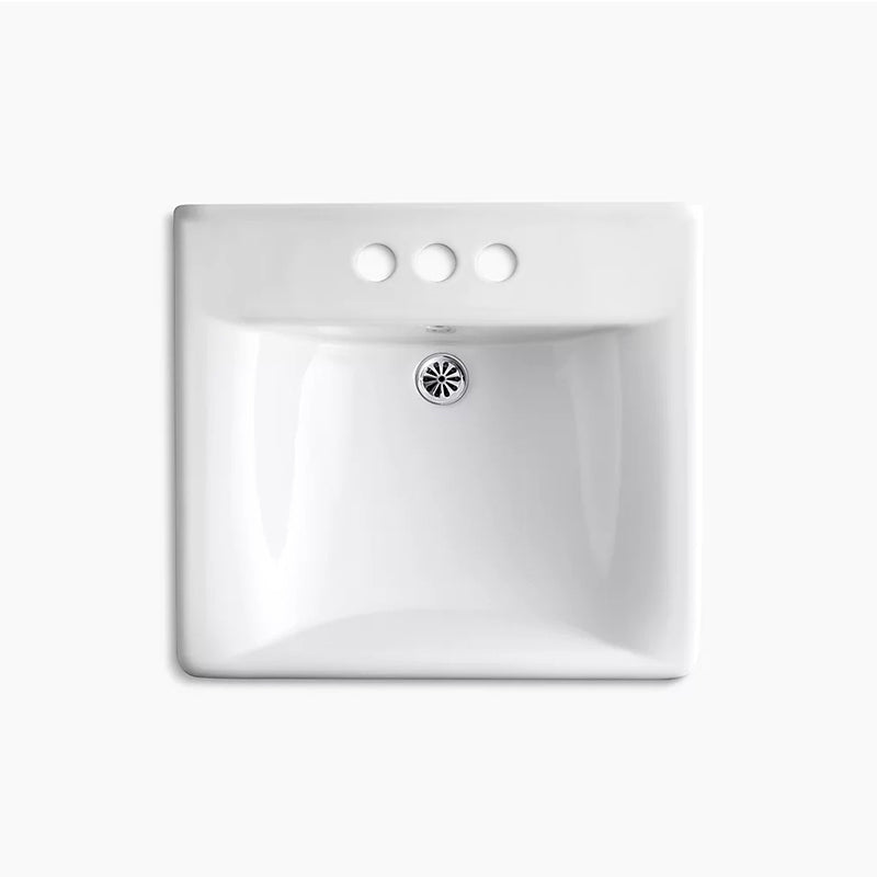 Soho 18' x 20' x 7.5' Vitreous China Wall Mount Bathroom Sink in White - Centerset Faucet Holes