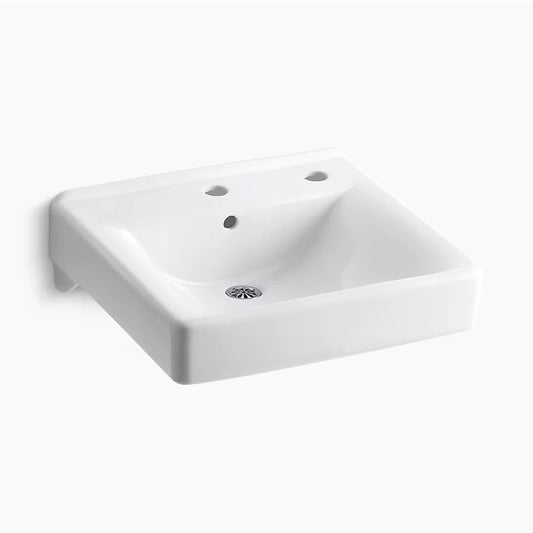Soho 18" x 20" x 7.5" Vitreous China Wall Mount Bathroom Sink in White - Right Dispenser Hole & Overflow
