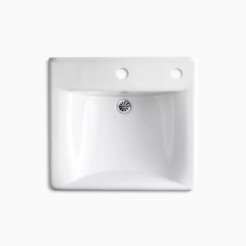 Soho 18' x 20' x 7.5' Vitreous China Wall Mount Bathroom Sink in White - Right Dispenser Hole & Overflow