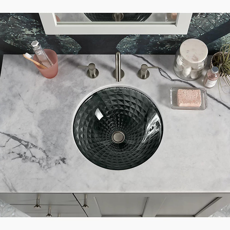 Kallos 16' x 16' x 5.13' Glass Undermount Bathroom Sink in Translucent Doe