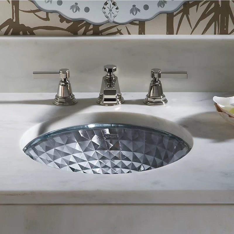 Kallos 16' x 16' x 5.13' Glass Undermount Bathroom Sink in Translucent Stone