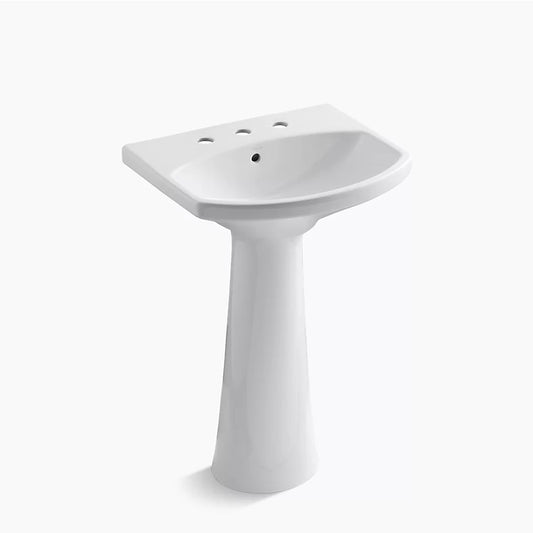 Cimarron 18.88" x 22.75" x 34.5" Vitreous China Pedestal Bathroom Sink in White - Widespread Faucet Holes