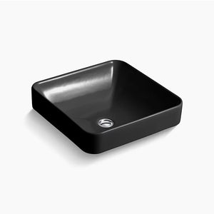 Vox Square 16.25' x 16.25' x 6.75' Vitreous China Vessel Bathroom Sink in Black Black