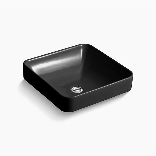 Vox Square 16.25" x 16.25" x 6.75" Vitreous China Vessel Bathroom Sink in Black Black
