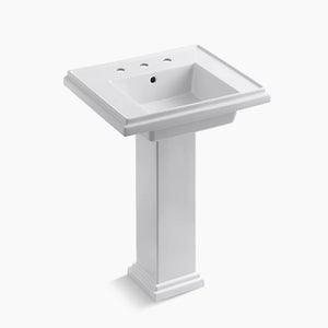 Tresham 19.5' x 24' x 34.63' Fireclay Pedestal Bathroom Sink in White