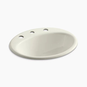 Farmington 16.25' x 19.25' x 8.75' Enameled Cast Iron Drop-In Bathroom Sink in Biscuit - Widespread Faucet Holes