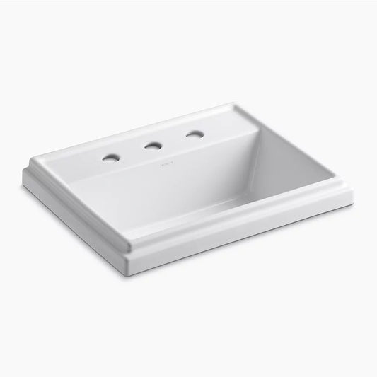 Tresham Rectangle 16.56" x 21.81" x 8.06" Vitreous China Drop-In Bathroom Sink in White - Widespread Faucet Holes
