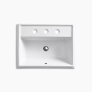 Tresham Rectangle 16.56' x 21.81' x 8.06' Vitreous China Drop-In Bathroom Sink in White - Widespread Faucet Holes