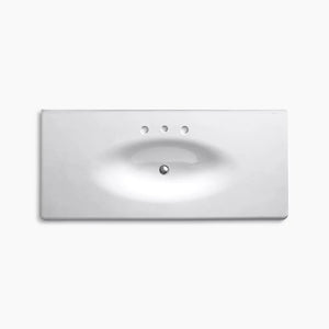 Iron Impressions 22.25' x 49.63' x 6.5' Enameled Cast Iron Vanity Top Bathroom Sink in White