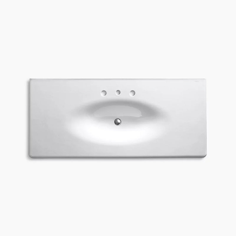 Iron Impressions 22.25' x 49.63' x 6.5' Enameled Cast Iron Vanity Top Bathroom Sink in White
