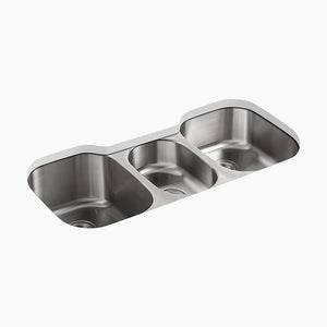 Undertone 20.13' x 41.63' x 9.5' Triple Basin Undermount Kitchen Sink in Stainless Steel