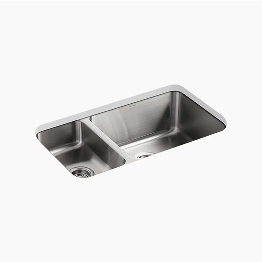 Undertone 18" x 31.5" x 9.75" Double Basin Undermount Kitchen Sink in Stainless Steel