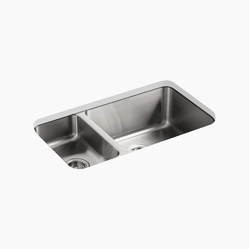 Undertone 18' x 31.5' x 9.75' Double Basin Undermount Kitchen Sink in Stainless Steel