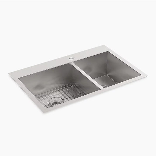 Vault 22" x 33" x 9.31" Double Basin Dual-Mount Kitchen Sink in Stainless Steel