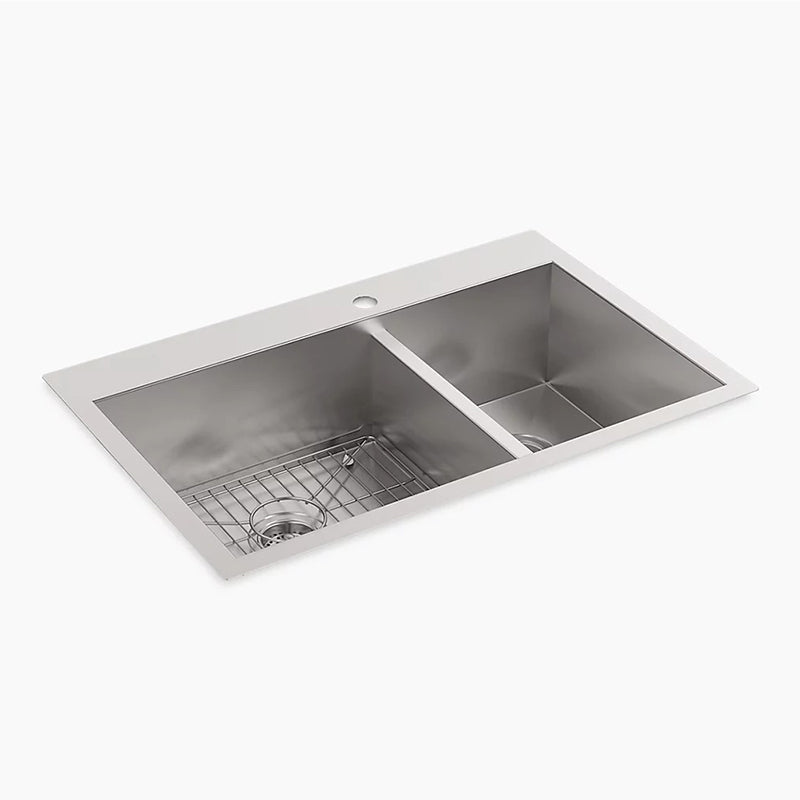 Vault 22' x 33' x 9.31' Double Basin Dual-Mount Kitchen Sink in Stainless Steel