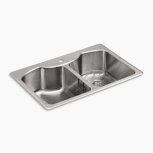 Octave 22' x 33' x 9.31' Double Basin Dual-Mount Kitchen Sink in Stainless Steel