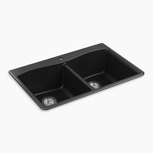 Kennon 22' x 33' x 9.63' Neoroc Double Basin Dual-Mount Kitchen Sink in Matte Black