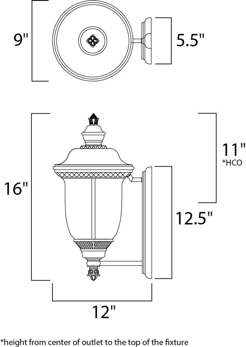 Carriage House 16' Single Light Outdoor Wall Sconce in Oriental Bronze
