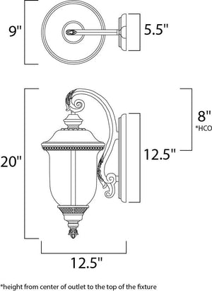 Carriage House 20' Single Light Outdoor Wall Sconce in Oriental Bronze