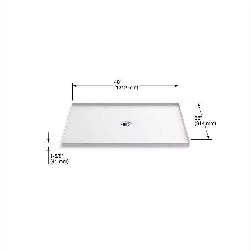 Ballast 48' x 36' x 2.88' Acrylic Shower Base in White