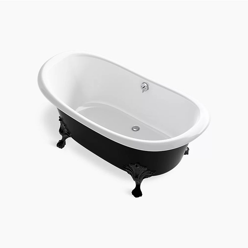 Artifacts 66.13' Enameled Cast Iron Freestanding Bathtub in White with Black Exterior