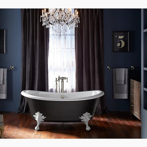 Artifacts 66.13' Enameled Cast Iron Freestanding Bathtub in White with Black Exterior