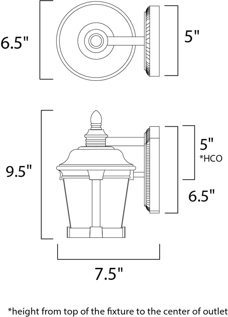 Dover E26 6.5' Single Light Outdoor Wall Sconce in Bronze