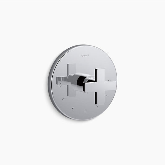 Composed Cross Handle Thermostatic Valve Trim in Polished Chrome