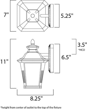 Knoxville 7' Single Light Outdoor Wall Sconce in Bronze with Frosted Glass Finish