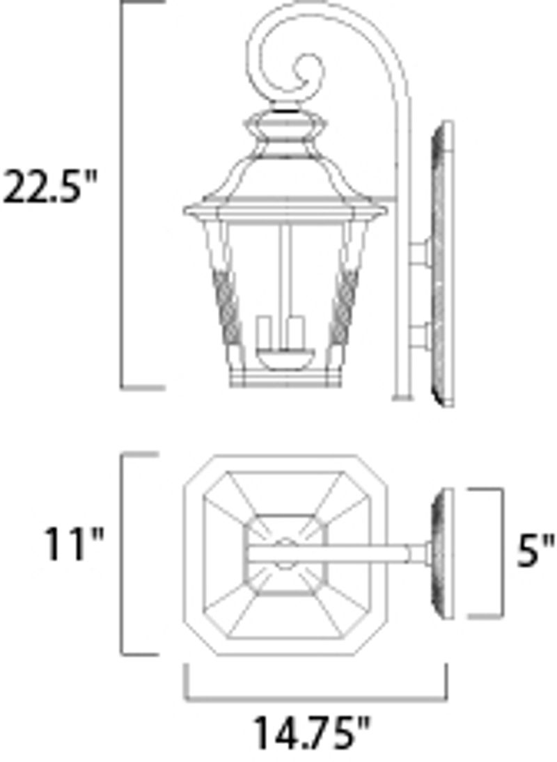 Knoxville 11' 3 Light Outdoor Wall Sconce in Bronze