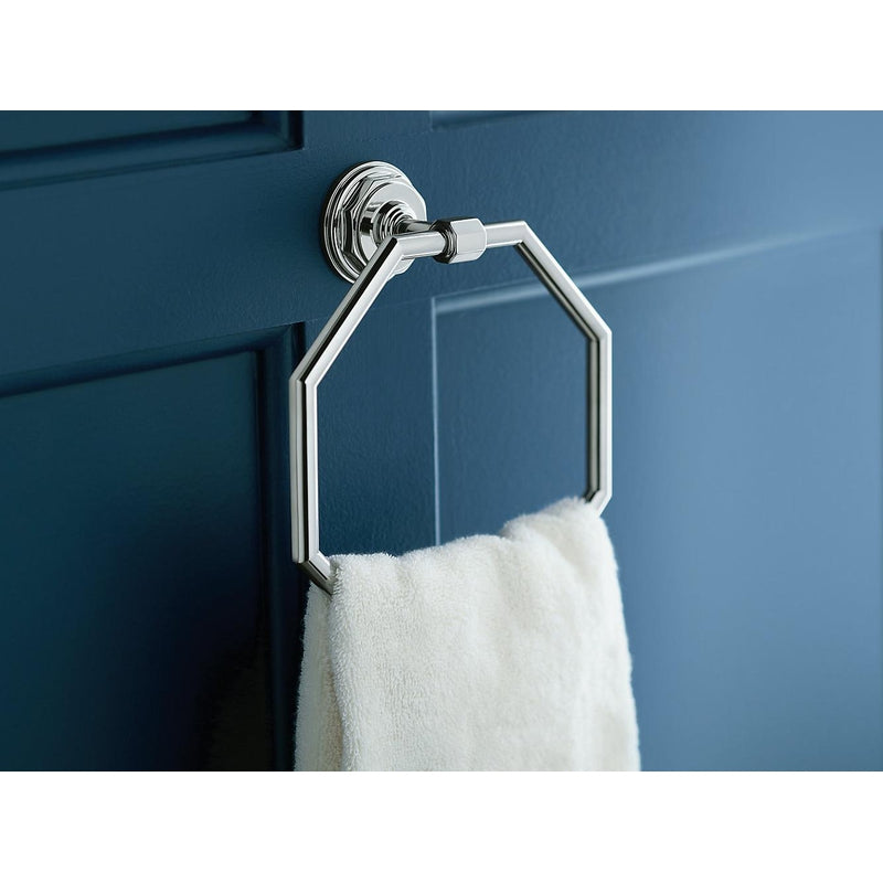 Pinstripe 7.5' Towel Ring in Vibrant Polished Nickel