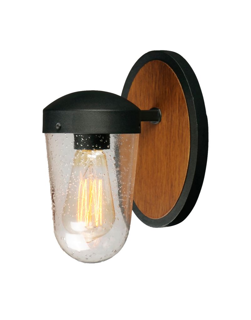 Lido Single Light Wall Sconce in Antique Pecan and Black