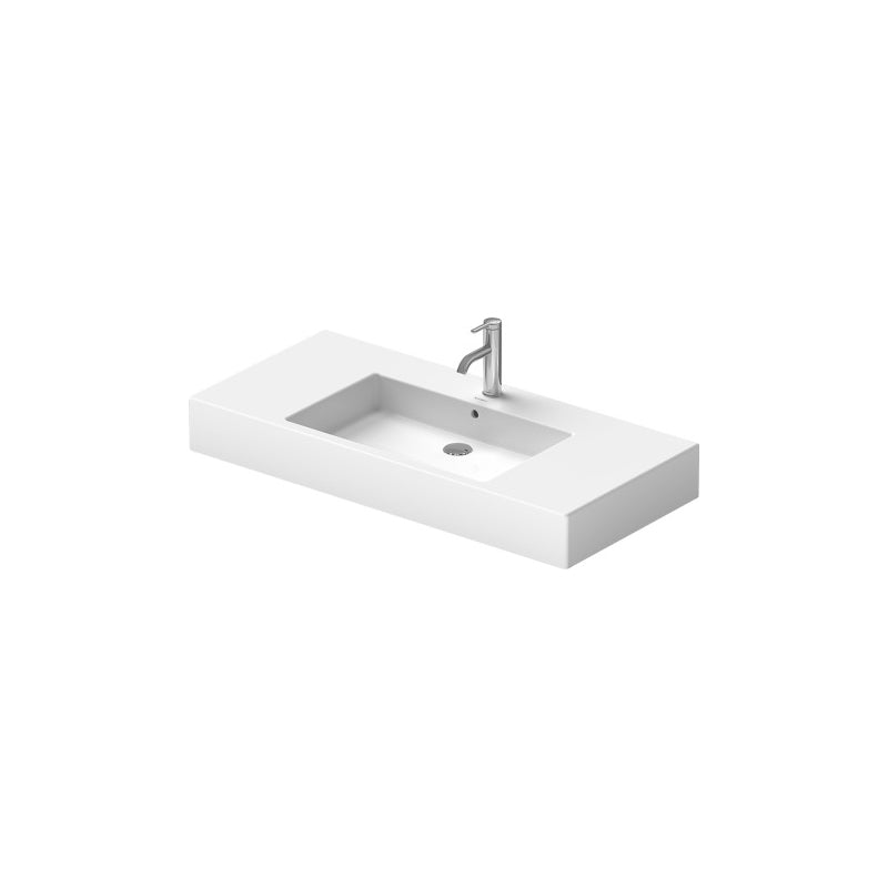 Vero 19.38' x 41.38' x 5.13' Ceramic Wall Mount Bathroom Sink in White - 3 Faucet Holes