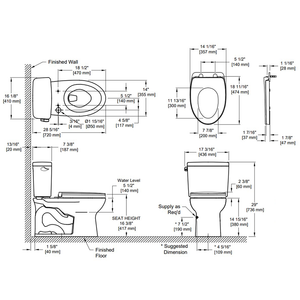 Drake Elongated 1.28 gpf Two-Piece Toilet in Cotton White - Seat Included