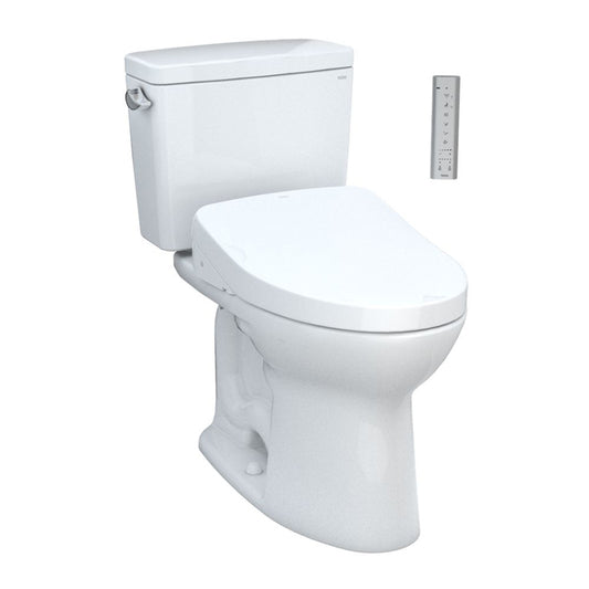 Drake Elongated 1.28 gpf Two-Piece Toilet with Washlet+ S550e Auto Flush in Cotton White - 10" Rough-In