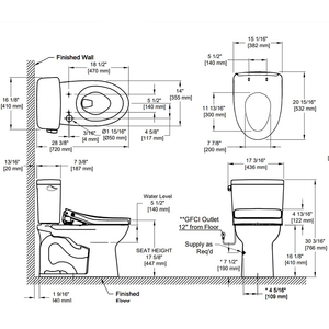 Drake Elongated 1.28 gpf Two-Piece Toilet with Washlet+ S550e Auto Flush in Cotton White - ADA Cpmplient 
