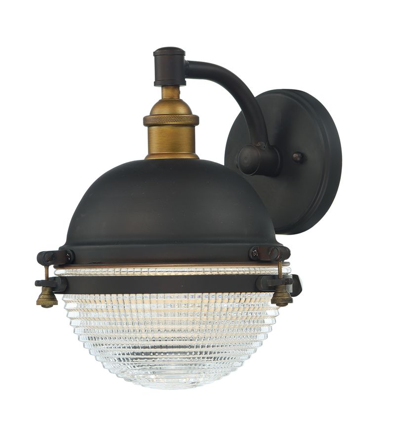 Portside Single Light Wall Sconce in Antique Brass and Oil Rubbed Bronze