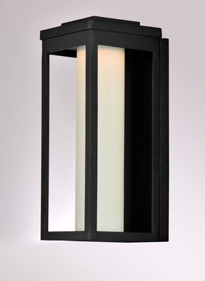 Salon 6' x 15' Single Light Outdoor Wall Sconce in Black with Satin White Glass Finish