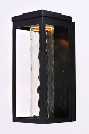 Salon 6' x 15' Single Light Outdoor Wall Sconce in Black with Water Glass Finish
