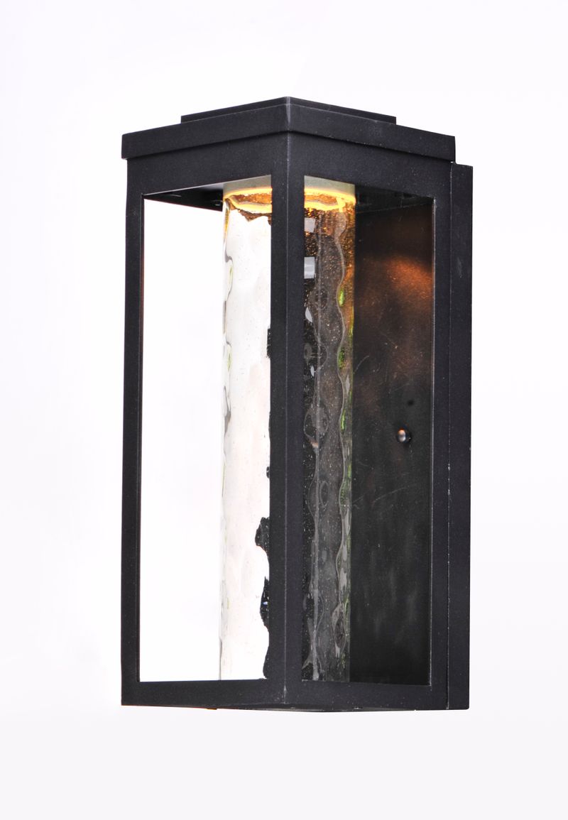 Salon 6' x 15' Single Light Outdoor Wall Sconce in Black with Water Glass Finish