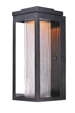 Salon 6' x 15' Single Light Outdoor Wall Sconce in Black with Clear Ribbed Glass Finish