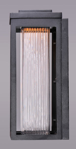 Salon 6' x 15' Single Light Outdoor Wall Sconce in Black with Clear Ribbed Glass Finish