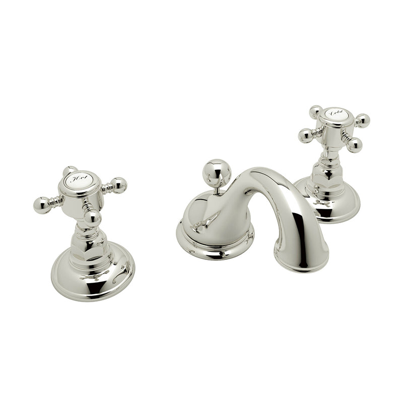 Viaggio Two Cross Handle Widespread Bathroom Faucet in Polished Nickel