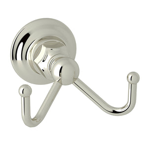 Italian 5.16' Double Robe Hook in Polished Nickel