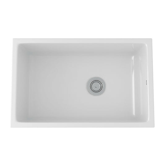 Allia 19.63" x 31.63" x 11" Fireclay Single-Basin Undermount Kitchen Sink in White