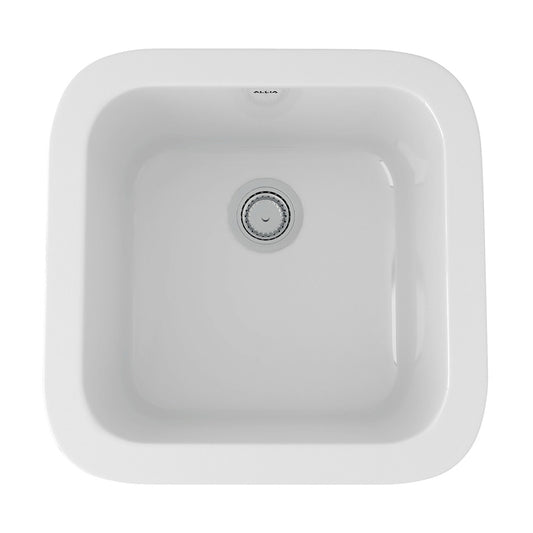 Allia 17.5" x 7.88" x 9" Fireclay Single-Basin Dual-Mount Kitchen Sink in White